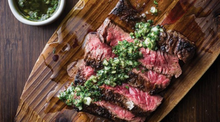 Grilled Beef Skirt Stake w/ Onion Marinade