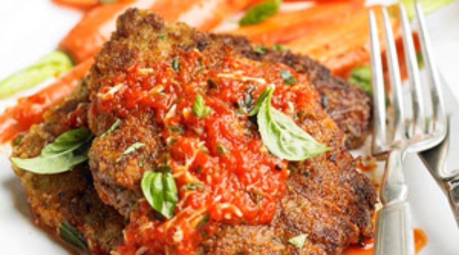 Italian Fried Steak with Roasted Pepper Pesto